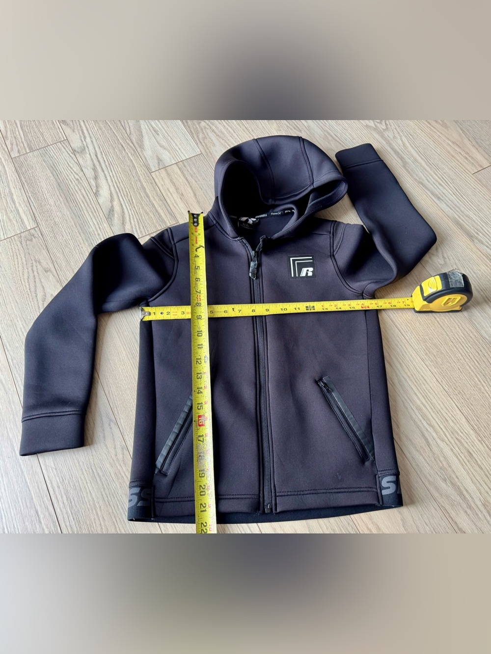 Russell Athletic Kids Black Hooded Zip Jacket with Logo